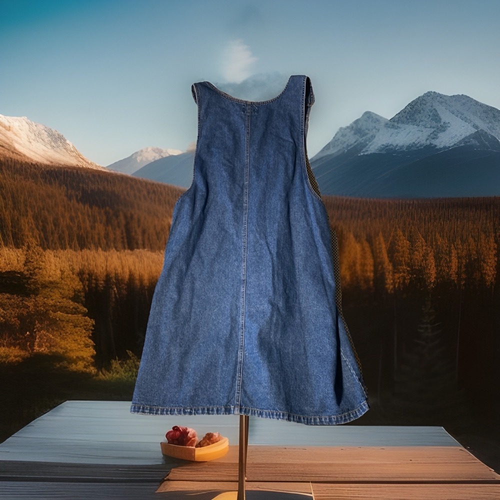 Vintage Arizona  Jumper Dress 20W Blue Denim Knee Length Front Pockets Overall - Picture 2 of 6